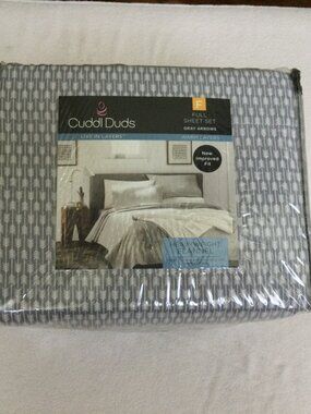 NWT Cuddl Duds "Live in Layers" Heavyweight Flannel FULL Sheet Set Grey Arrows